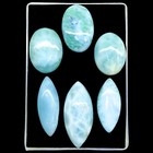 6 Pcs Natural Larimar 23-35mm Mix Loose Cabochon Untreated Gemstones Lot