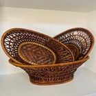 Vintage Rattan Wicker Baskets Set Of 3 1970s Home Decor Accents