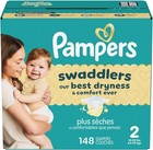 Pampers 148 Pack Swaddlers White Unisex Size 2 Disposable Baby Diapers