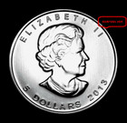 2013 Silver  5 Canadian Maple Leaf  1 Oz  Fine Silver 9999 Bullion Coin   Bu-unc