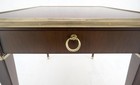 Baker Walnut   Brass Ring Drop Pull One Drawer Tapered Leg Side End Table Mint 