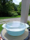 Vintage Pyrex 043 Blue Tulip 1 5 Quart Casserole Dish With Lid Very Nice 