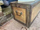Old Antique Pine Chest  Vintage Wooden Storage Trunk  Blanket Box  Coffee Table 