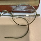 Antique Vintage Round Wire Rim Eyeglasses Spectacles W  Original Case As-is