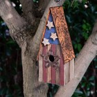 12 5  h Hanging   birdhouse   patriotic Usa Distressed Wooden Garden Bird House F   