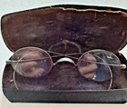 Antique Wire Rim Eyeglasses W  Curl Temples   Case Vintage Victorian Old
