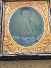 1 6th Plate Ambrotypes Civil War Confederate Soldier Wife Full Embossed Cases