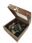 Vintage Brass Nautical Sextant With Wooden Box     Antique Maritime Navigation Art