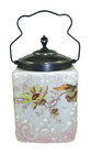 Antique Wavecrest Square Hand Painted Glass Biscuit Cracker Jar Repousse