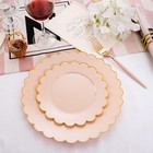 Liyh 60 Pcs Pink Plastic Plates With Gold Rim For Bridal Shower   Party Heavy