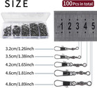 100 Piece Fishing Barrel Snap Swivels  5 Sizes