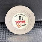 Sahara Hotel Casino  1 Poker Chip  white  Classic Vintage  Las Vegas  Nevada