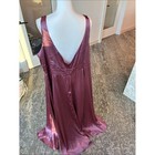 Elegant Deep Plum Satin V-neck Wedding Dress