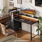 60  Gaming Desk With Led Lights  Outlets   Shelves  Computer Home Office Desk