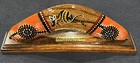 Vtg Authentic Australian Aboriginal Wood Hand Painted Boomerang 8in With Stand
