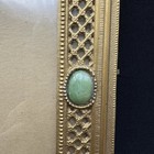 Vintage Art Deco Gold Gilt Picture Frame With Faux Jade Cabochon Details 1930   s