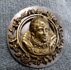 Antique Metal 3d Picture Button Fancy Lady Head