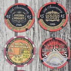 Vintage Lot Of 19 Casino Gaming Poker Chips Las Vegas Luxor Nugget Nevada  1  5