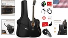 Versatile Full-size Left-handed Guitar With 4-band Eq   Accessory Bundle  Black