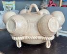 Vintage 1982 Sitter Soup Tureen And Six Soup Cups  Basket Weave Pink