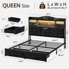 Siihnon Queen Bed Frame With Storage Headboard And Drawers  Queen  Black 