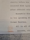 The Beatles 1973 Press Release Document Beatlemania 