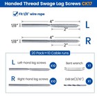 Muzata 20 Pack 1 8  Cable Railing Hardware Kit Swage Lag Screws 1 8   Silver