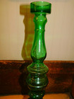 Vintage 19  Tall Green Glass Vase Pedestal Large Candle Holder Wow