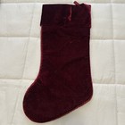 Vtg 2002 Martha Stewart Everyday Burgundy Velvet Embroidered Stocking 18  Loop