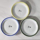 Vintage French Bistro Absinthe Saucers Bar Tip Plates Lot Of 3 Blue Green Yellow