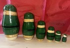 Vintage Six Pc Russian Nesting Matryoshka Dolls Santa Claus Hand Painted Texture
