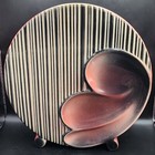 Royal Copley Pink Black Deco Disk Ceramic Vase Vintage