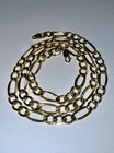 Estate Solid 10k Gold 6 7mm Figaro Chain Necklace 22   