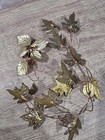 Mcm Brass Metal Ivy Leaf Garland   A Rose Gold  Flower Wall Decor Posable