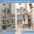 Large 22 Quart Linen Fabric Foldable Storage Bin Cube Organizer Basket With F   