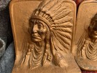 Antique Cast Iron Native Indian Chief Pair Bookends 1920s Art Deco Estate