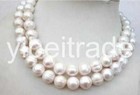 Huge Aaa 35  12-13mm South Sea White Baroque Pearl Necklace 14k Gold Clasp