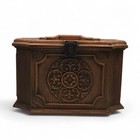 Vintage Mcm Max Klein Ornate Faux Wood Plastic Sewing Storage Chest Box 14 5 