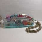 80s Retro Clear Neon Blue Unisonic Phone 6900 Novelty See Through Telephone
