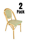 French Bistro Armless Patio  Dining  Chair By Chivari  Hand Woven Wicker  2 Pack