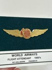 Vintage World Airways Flight Attendant Wings Pin 1960s Enamel Pinback Badge 2 