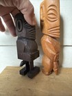 2 Vintage Hand Carved Figures Marquesas Islands Phallic Tikis - Oceanic Art