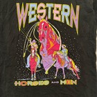 Vtg Western Shirt Adult L Black Colorful Psychedelic Rodeo Graphic Single Stitch