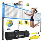 Volleyball Net Set Professional Adjustable Poles Anti-sag Design For Beach Grass