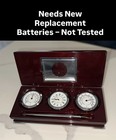 Homedics Cherry Finish Desk Set W  Photo Frame Clock Temp Hygrometer   Pen