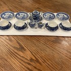 Vintage    blue Willow    Handpainted Scenic 18 Pc Mini Tea Set Transor Ware Japan