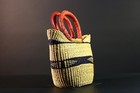 African Basket Bolga Ghana Straw Tote Tribal Handwoven Market Bag-g5611