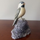 American Goldfinch On Amethyst 6  Peter Muller Rare Life-like Bird Carving