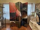 4 Panel Hand Painted Postmodern Contemporary Abstract Wall Room Divider Monti