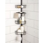 3-shelf Tension Pole Steel Shower Caddy Organizer For Bathroom Storage Rack